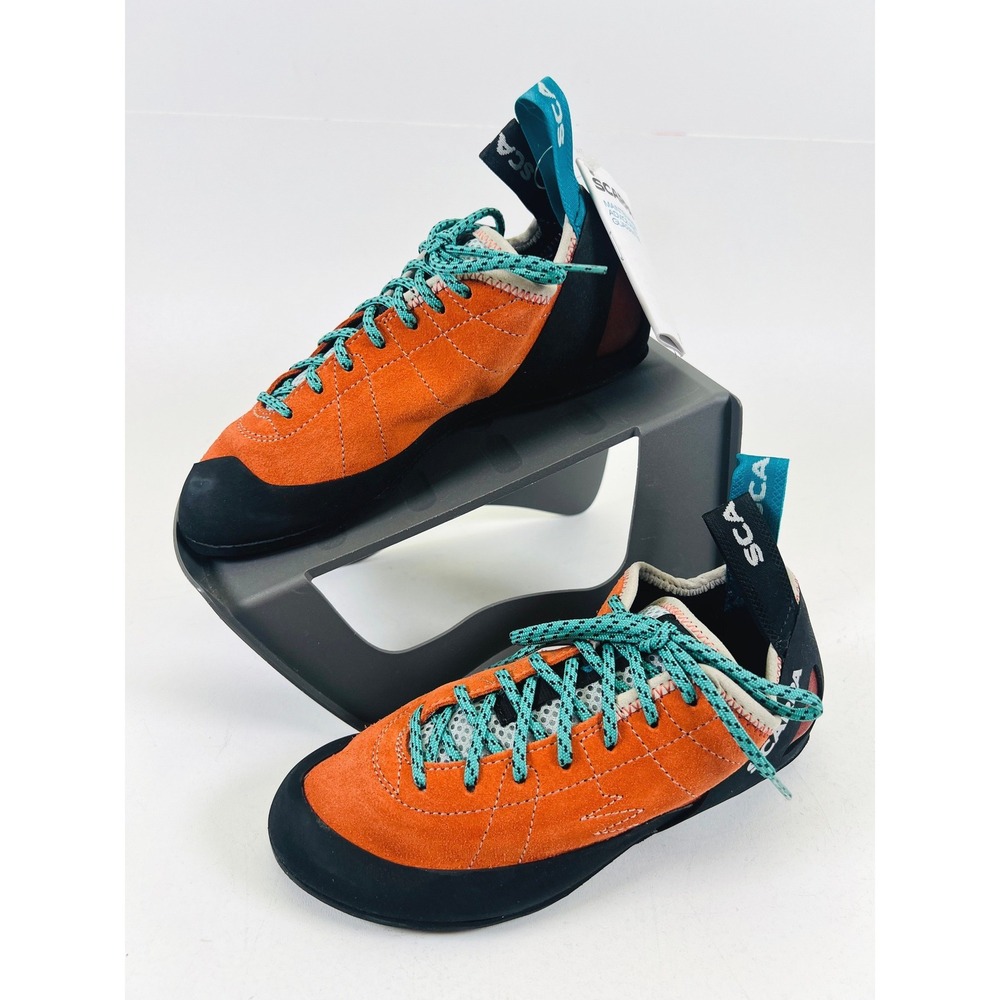 Scarpa Helix WMN Rock Climbing Shoes Mandarin Red Suede Lace Up EU 39 US 7.5 NEW